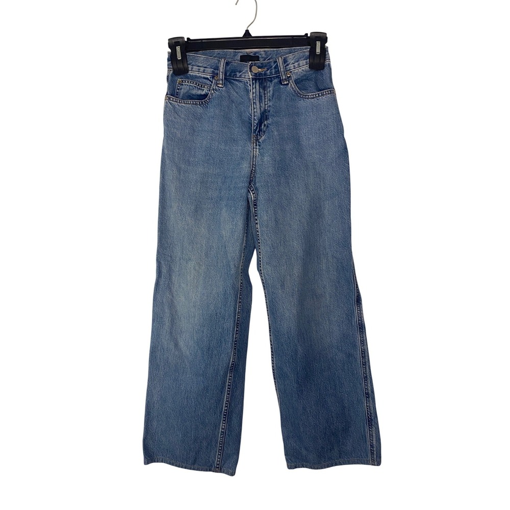 Uniqlo Jeans Womens 27 High Waisted Wide Leg Blue Denim Relaxed Fit Baggy Skater